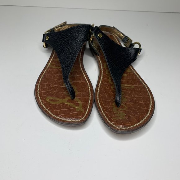 Sam Edelman Black Leather Thong Sandal Size 6 - Picture 2 of 6